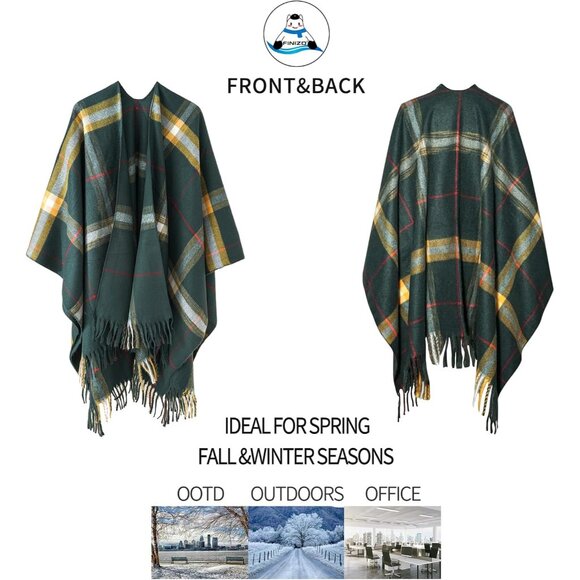 Women's Polyester Shawl Wrap Poncho Cape Cardigan for Casual and Formal Wear - Picture 3 of 8